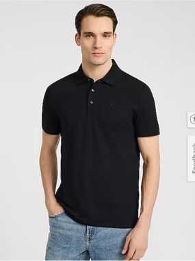 Express Men's Black Short-Sleeve Polo